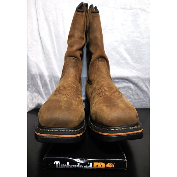 Men's Timberland PRO True Grit Pull-On Composite Toe Waterproof Boots - Size 10W - Picture 2 of 12